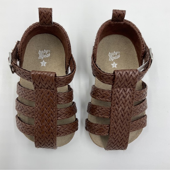 Osh Kosh Baby B’Gosh NWOT Strappy Braided Sandal Faux Leather Brown Classic 2M - Picture 1 of 14